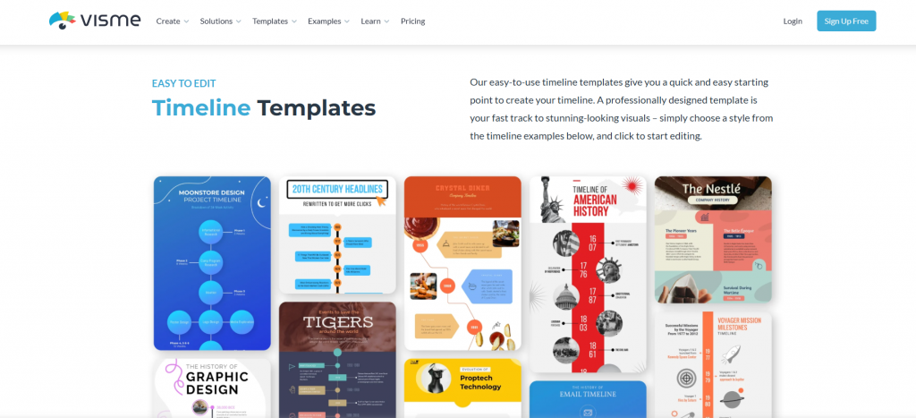 Visme tool for branded timeline visuals