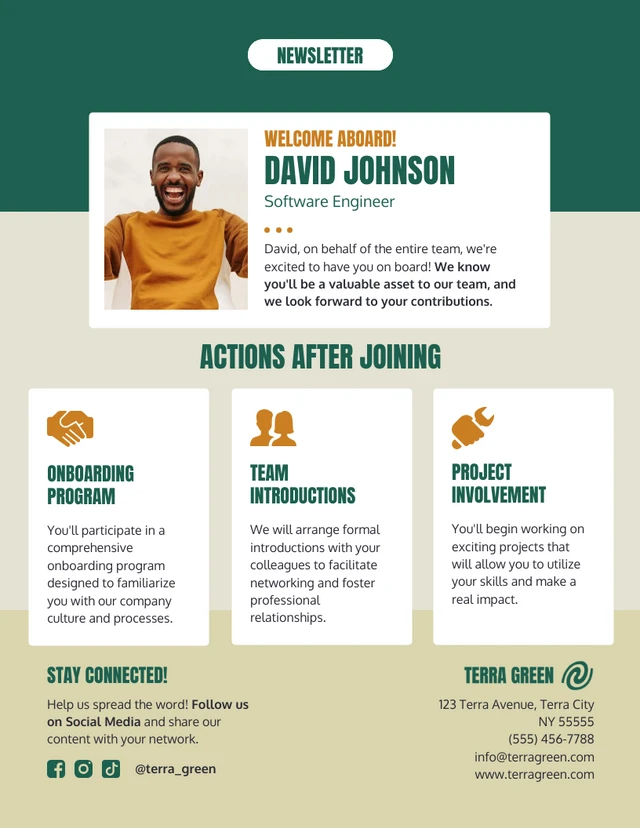 New Employee Onboarding Email Newsletter Template
