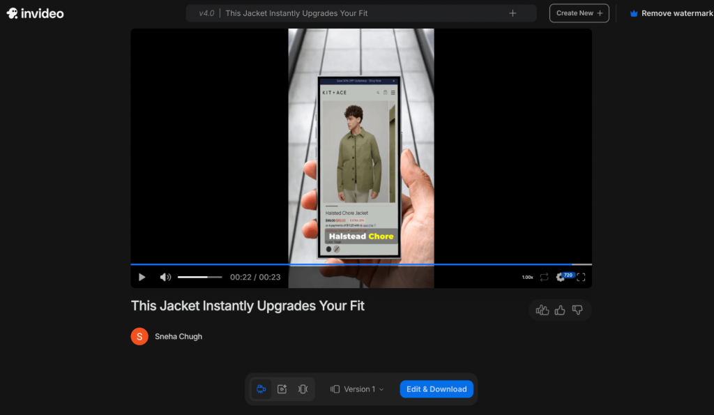 Screenshot of ad generated using Invideo AI