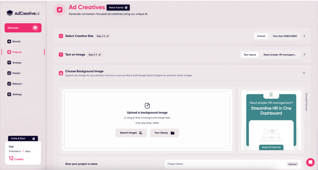 AdCreative dashboard