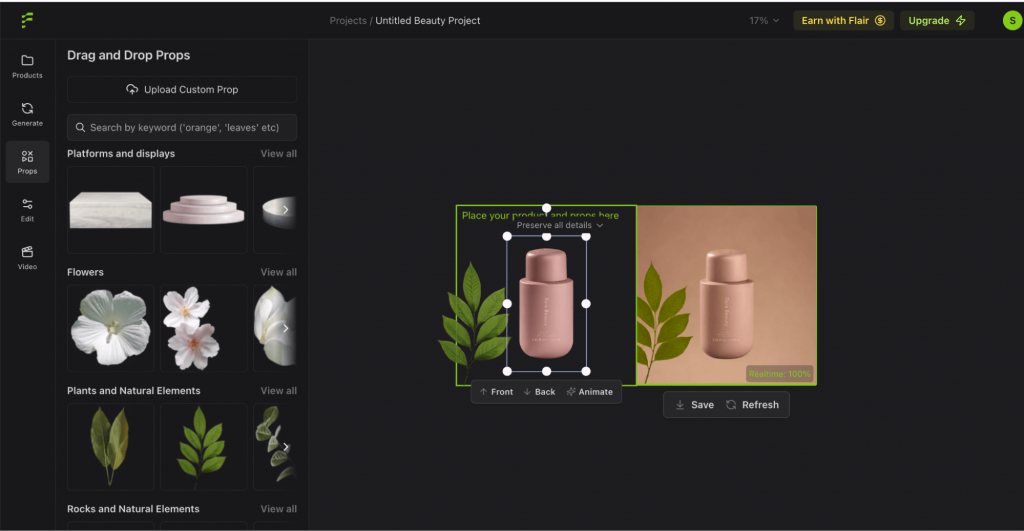 Screenshot of the drag and drop editor in Flair.ai