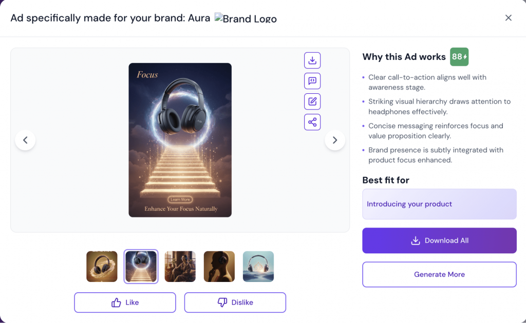 sample ad created in QuickAds