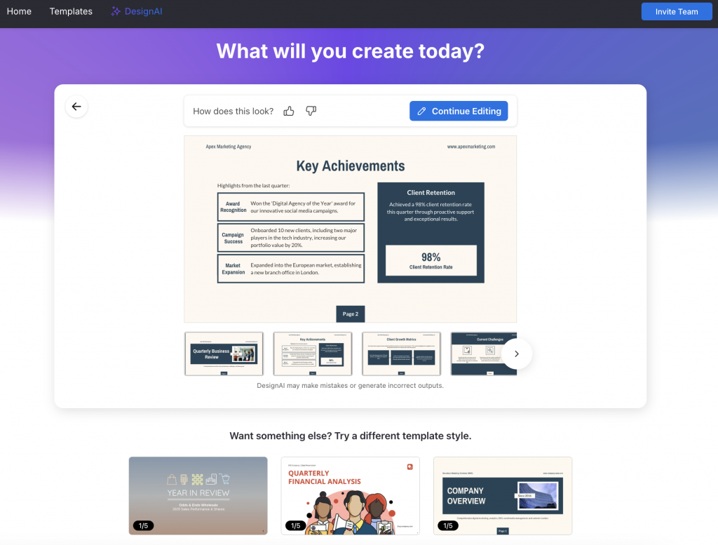 Venngage AI Presentation Generator