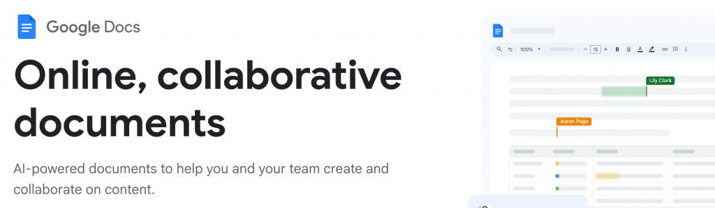 Google Word offers very limited visual design work, including creating posters