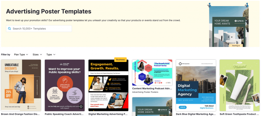 Venngage has a huge library of advertisement poster templates