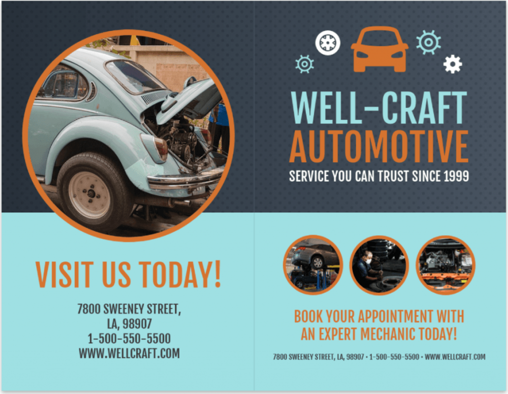 Automotive Local Business Bi Fold Brochure Template