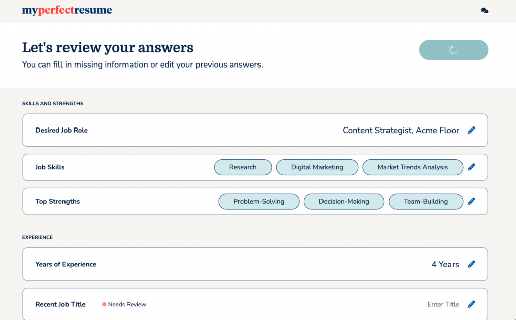 MyPerfectResume AI Cover Letter Generator