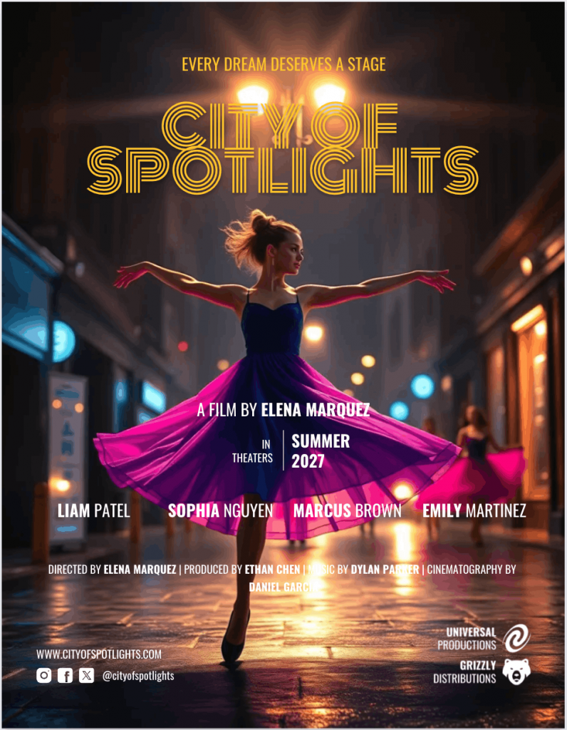 An example of a musical movie poster created with Venngage AI