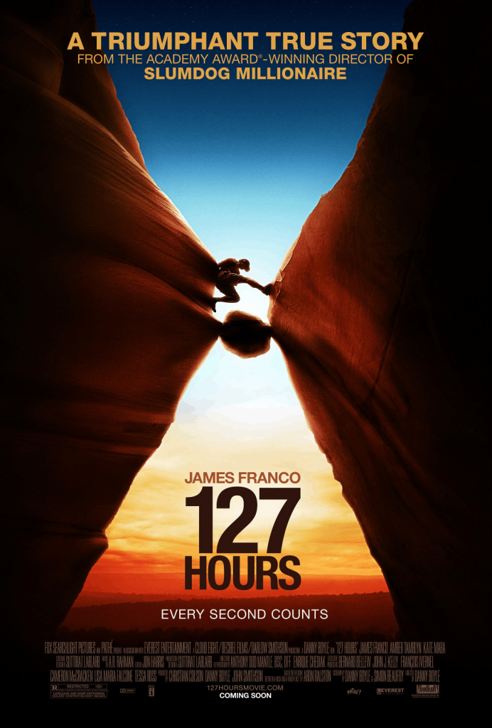 127 Hours' movie poster uses negative space to symbolize hourglass