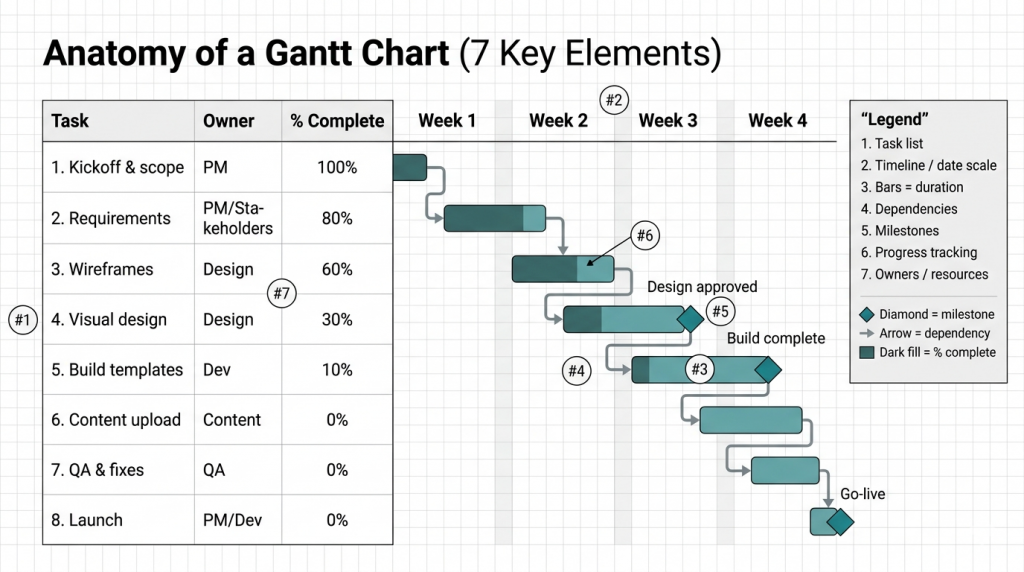 Anatomy of a Gantt chart