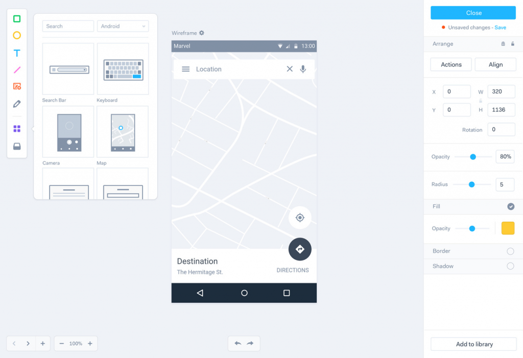 Marvel for wireframing