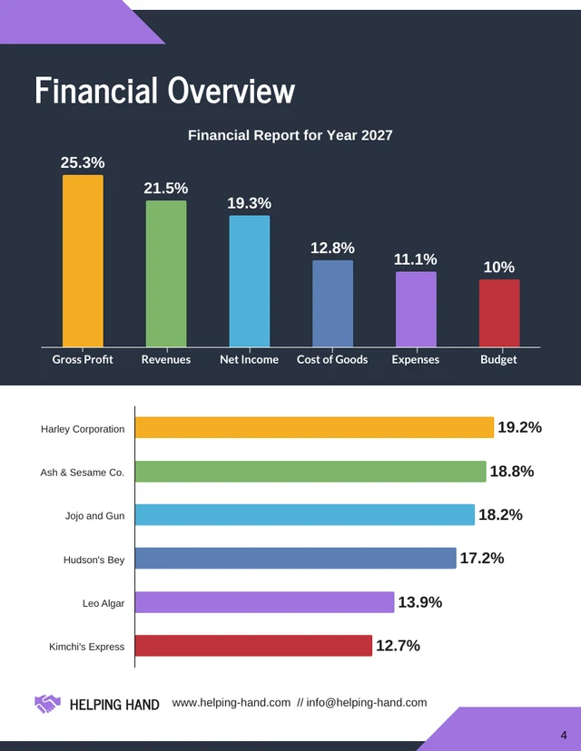 Venngage Annual Report Template Financial Overview