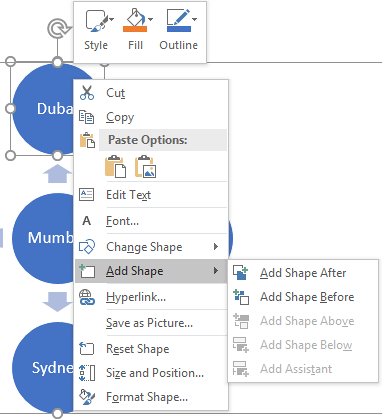 Screenshot showing how to insert Shapes in Word