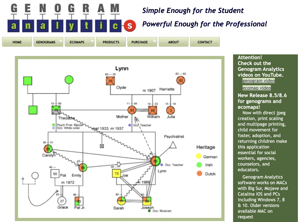 Genogram Analytics specializes in clinical and healthcare genograms