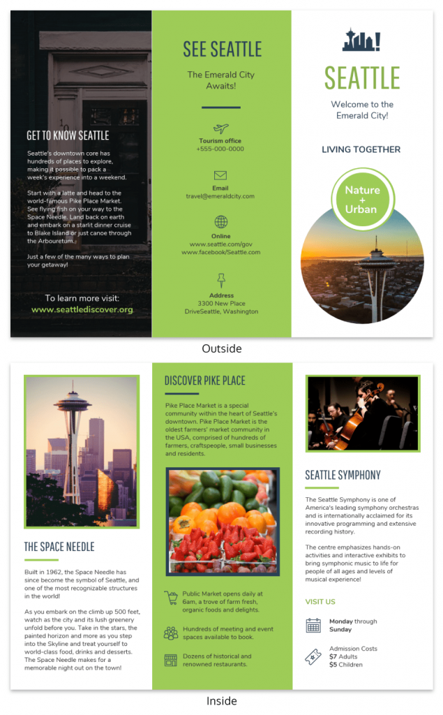Seattle Travel Tri Fold Brochure Template