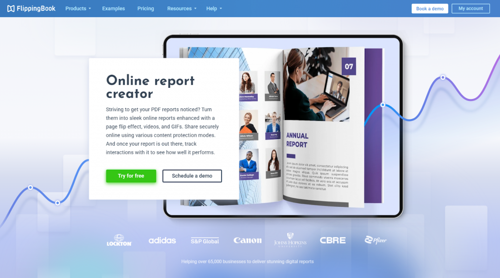 Screenshot of FlippingBook's homepage