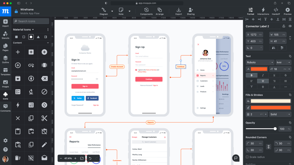 Moqups wireframe tool