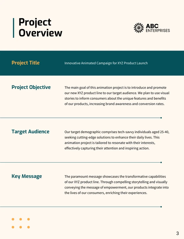Animation Video Proposal Template - Project Overview Page
