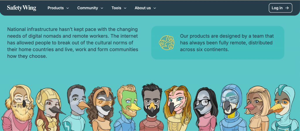 SafetyWing's landing page screenshot