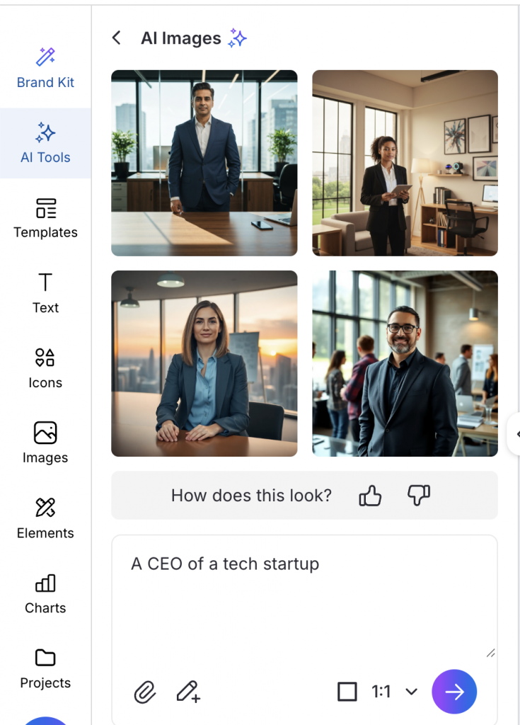 Inclusive image of a CEO created by Venngage’s AI Image Generator