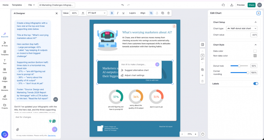 Customizing Venngage AI infographic