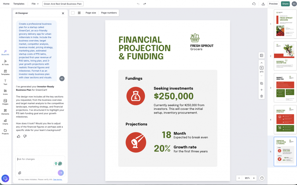 Venngage free ai business plan generator