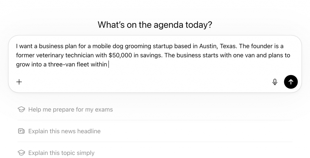 You can also use ChatGPT ai to generate business plan