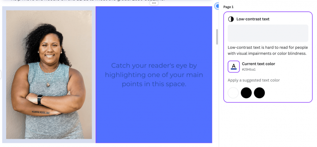 Canva Color Contrast Checker screenshot