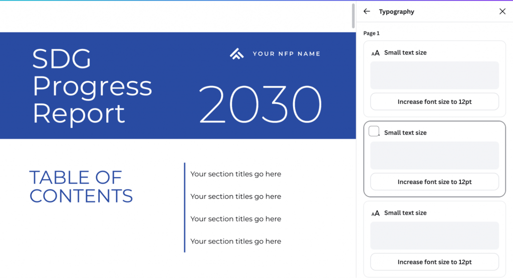 Screenshot of Canva typography checks