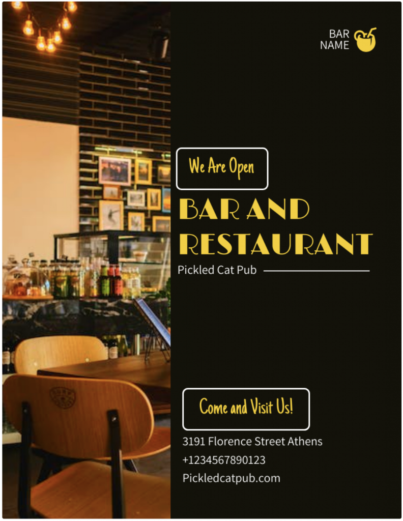 We are Open Bar and Restaurant Flyer Template