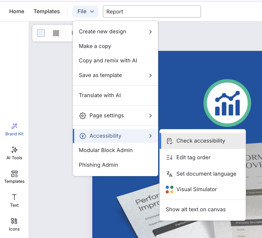PDF Accessibility Checker feature in Venngage