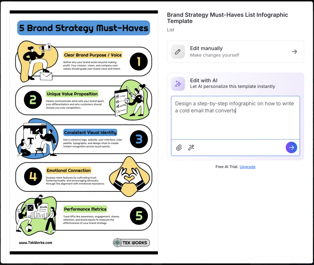 Edit with AI feature in Venngage