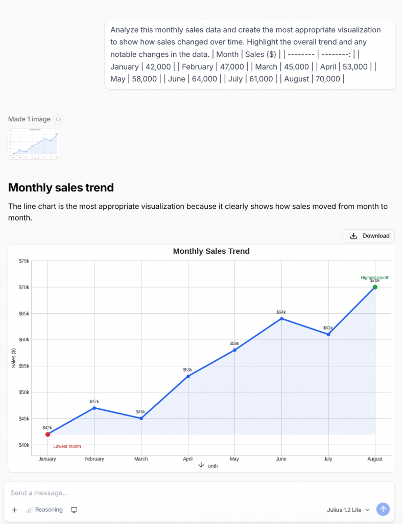 Julius AI data visualization tool
