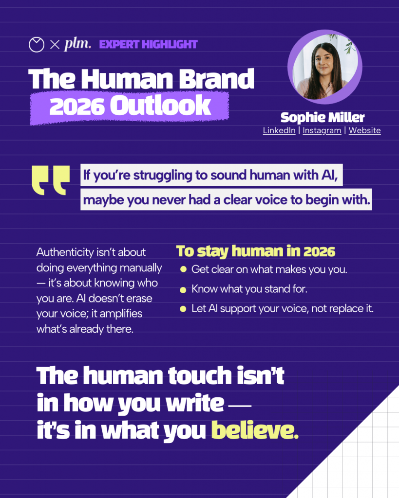Quote from Sophie Miller on human touch for brand