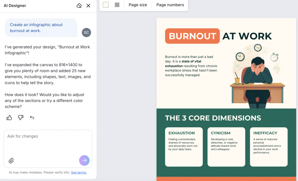 Venngage infographic on burnout at work