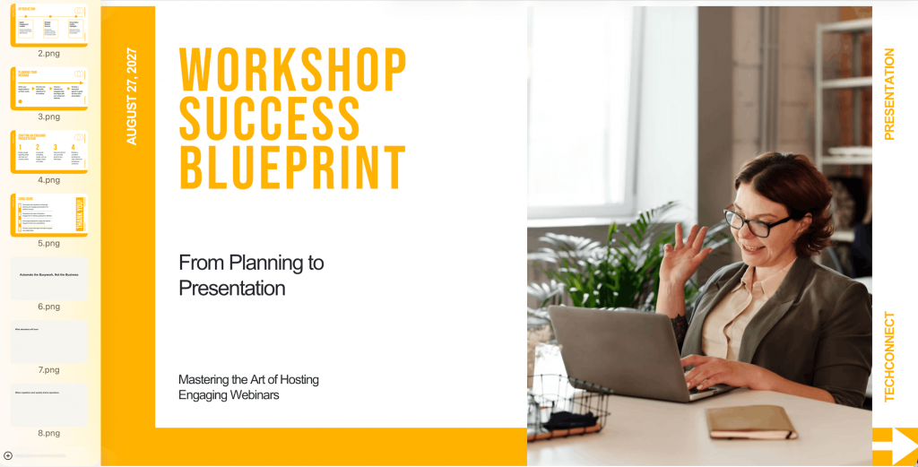 Webinar presentation covering key concepts, examples, interactive exercises, practical frameworks, and action steps across 30–60 minutes