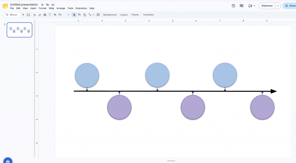 Timeline structure created in Google Slides