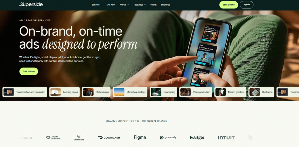 Superside homepage