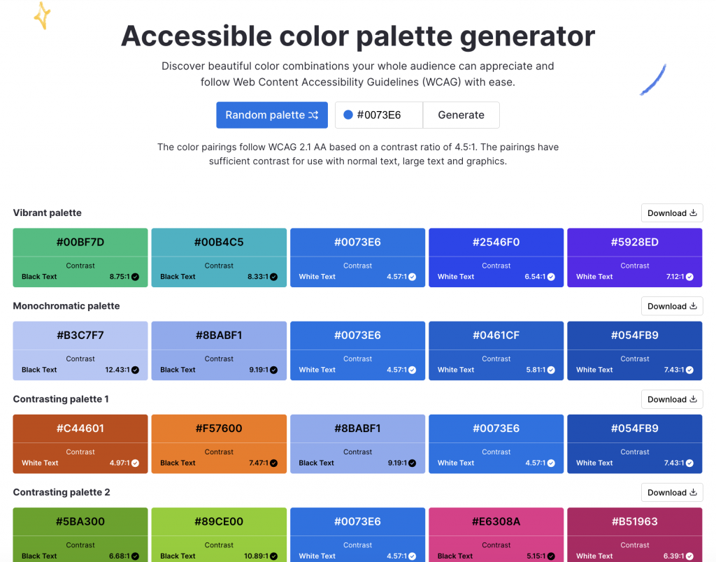 Venngage Accessible Color Palette Generator